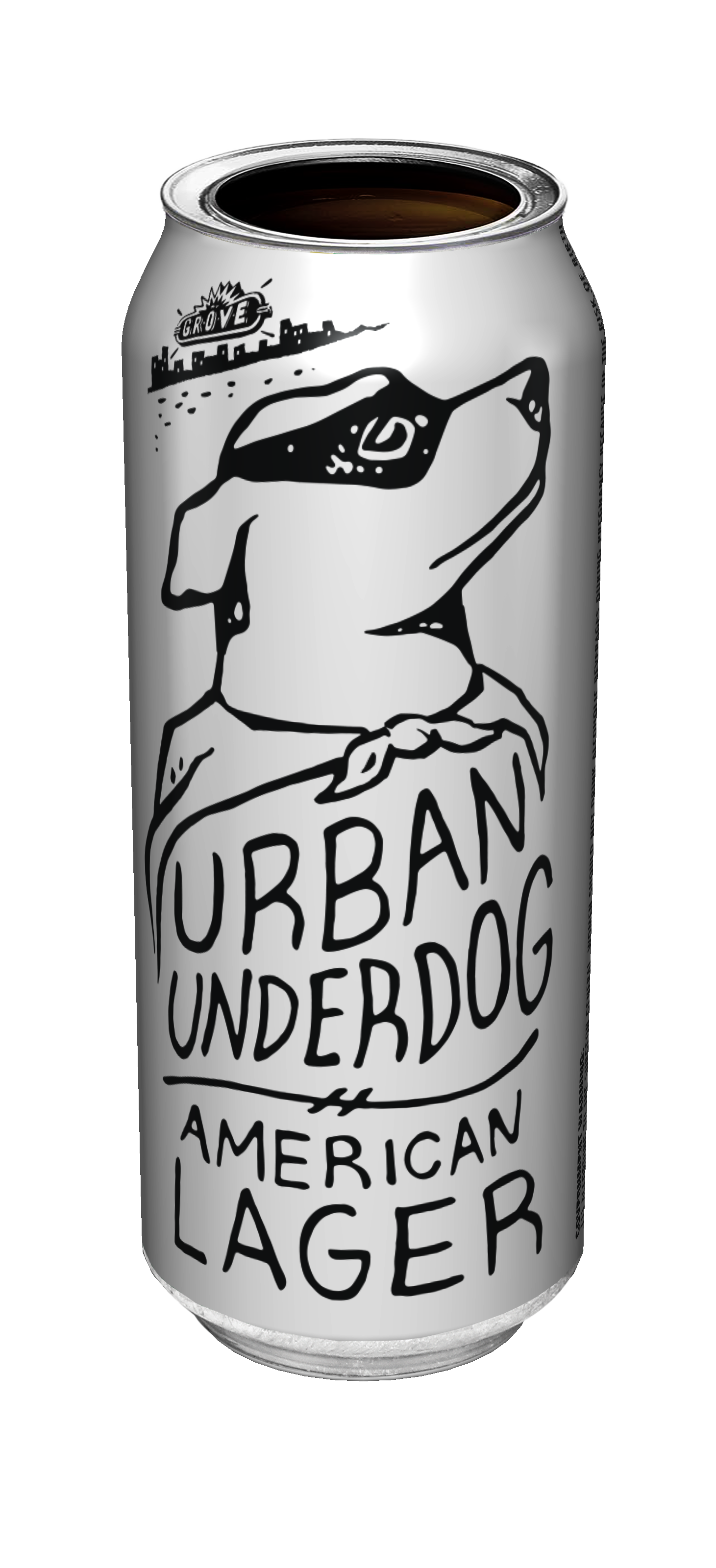 A Can of Urban Chestnut Underdog American Lager